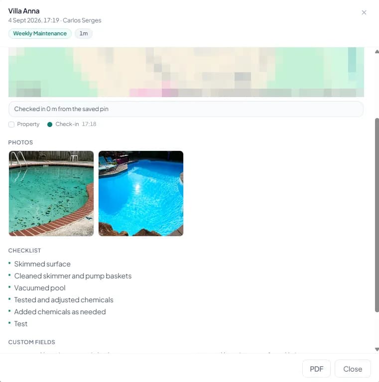 La visita en el panel de la empresa