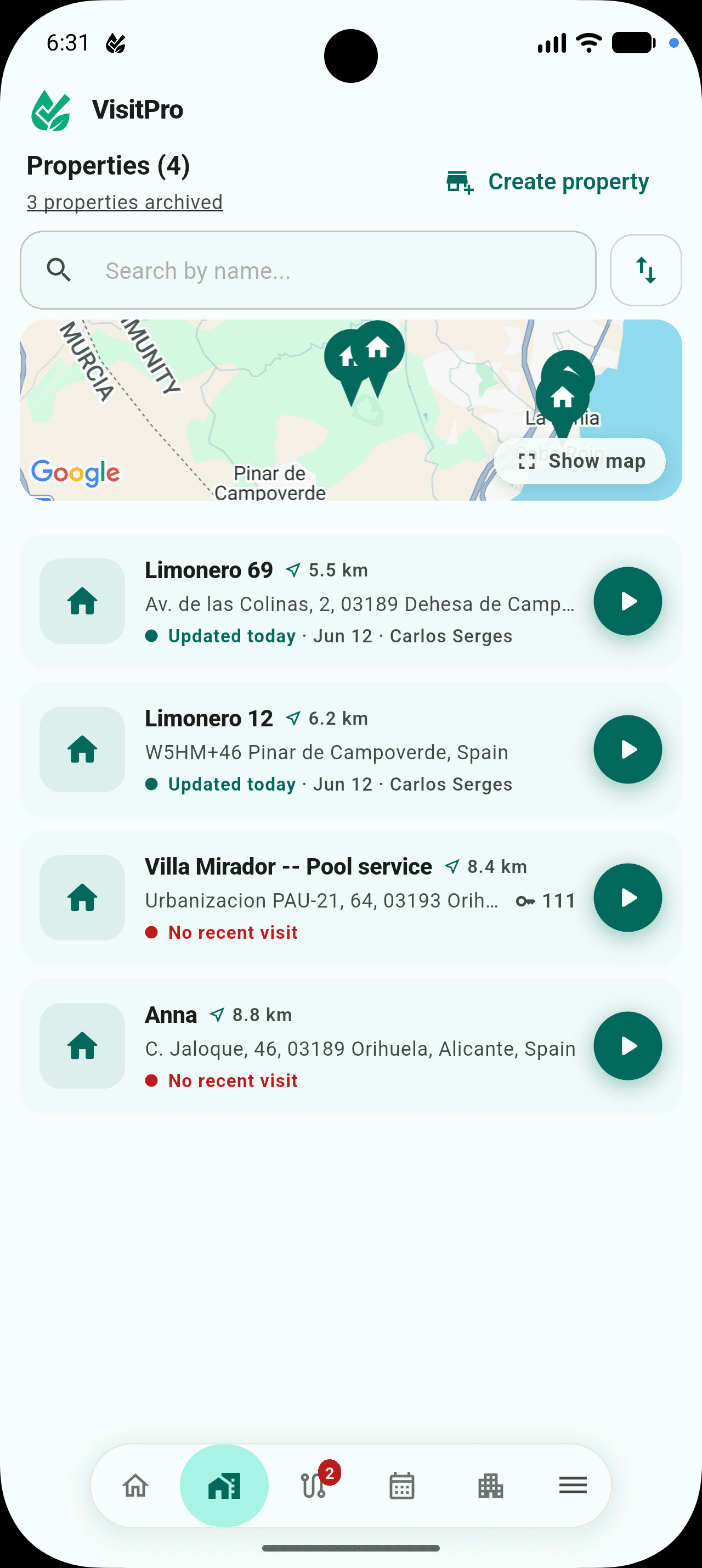 Property list + map