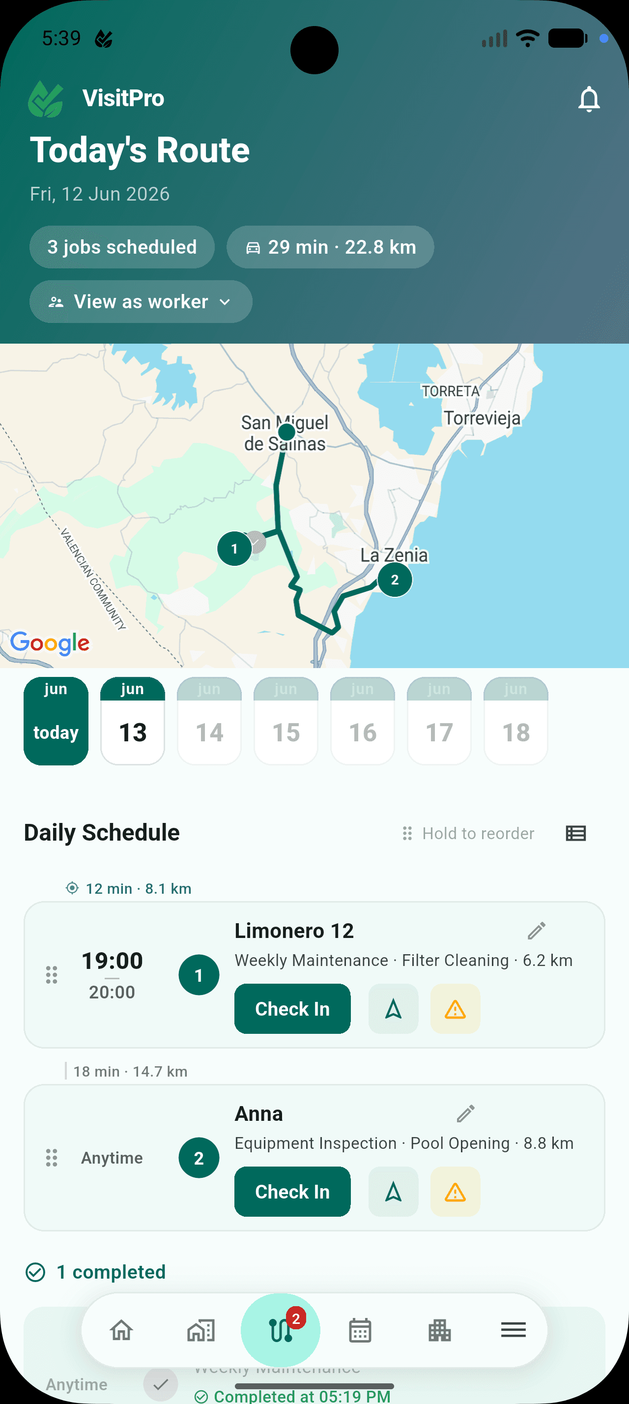 Today's route