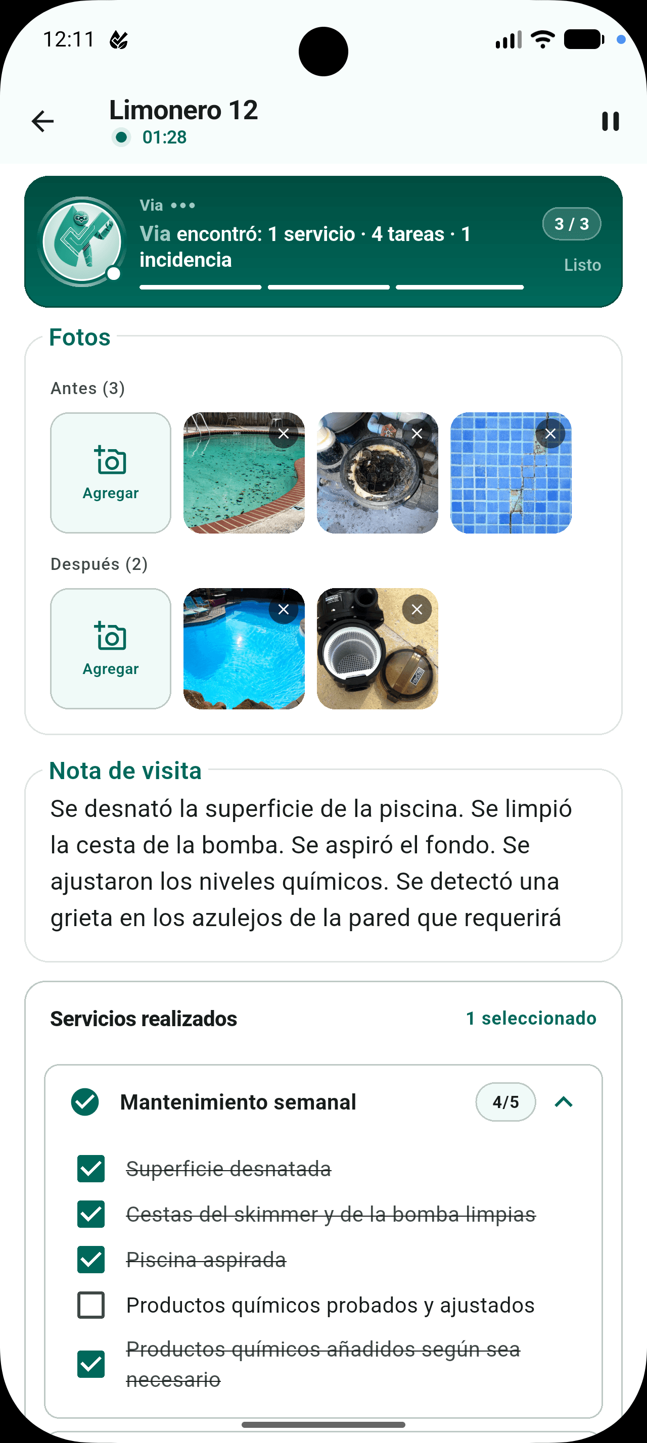 Los operarios hacen check-in en sitio